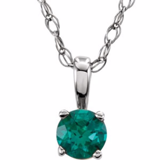 28393:70063:P 14kt White Emerald "May" Birthstone 14" Necklace