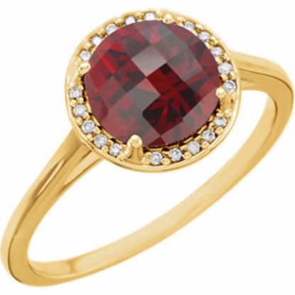 71632:70007:P 14kt Yellow Mozambique Garnet and .05CTW Diamond Ring