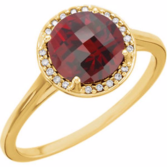 71632:70007:P 14kt Yellow Mozambique Garnet and .05CTW Diamond Ring