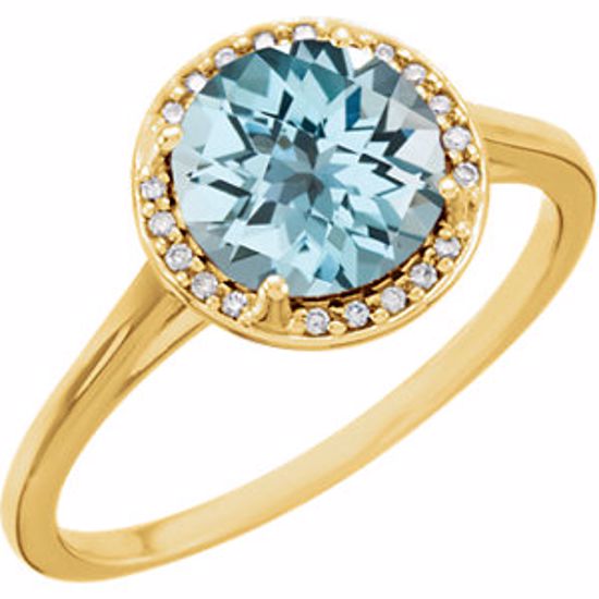 71632:70009:P 14kt Yellow Sky Blue Topaz and .05CTW Diamond Ring