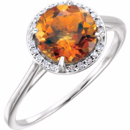 71632:70020:P 14kt White Citrine and .05CTW Diamond Ring