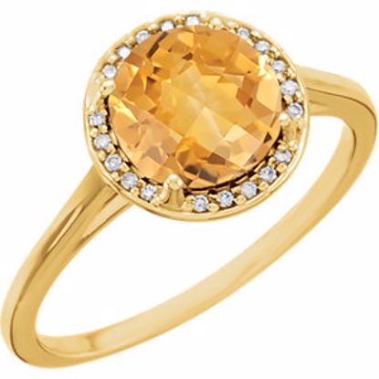 71632:70021:P 14kt Yellow Citrine and .05CTW Diamond Ring
