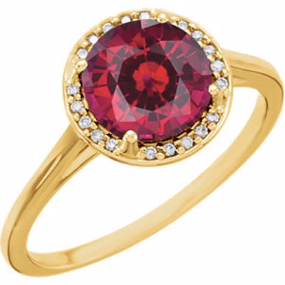 71632:70017:P 14kt Yellow Chatham® Created Ruby and .05CTW Diamond Ring