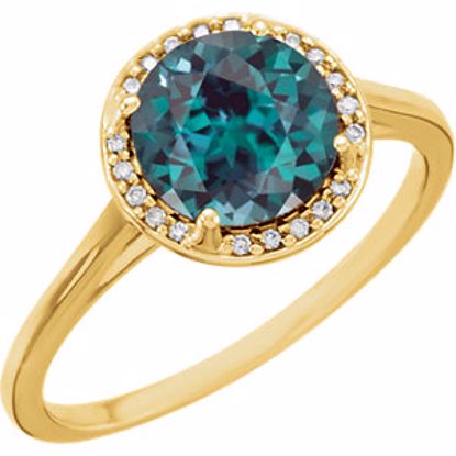 71632:70015:P 14kt Yellow Chatham® Created Alexandrite and .05CTW Diamond Ring
