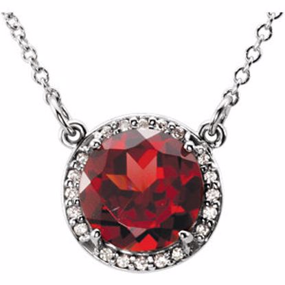 85905:70004:P 14kt White Mozambique Garnet & .05 CTW Diamond 16" Necklace