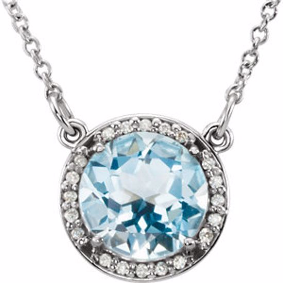 85905:70006:P 14kt White Sky Blue Topaz & .05 CTW Diamond 16" Necklace