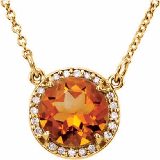 85905:70021:P 14kt Yellow Citrine & .05 CTW Diamond 16" Necklace