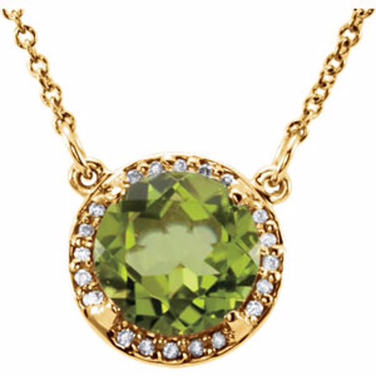 85905:70017:P 14kt Yellow Peridot & .05 CTW Diamond 16" Necklace