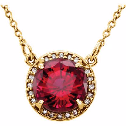 85905:70015:P 14kt Yellow Chatham® Created Ruby & .05 CTW Diamond 16" Necklace