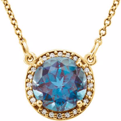 85905:70013:P 14kt Yellow Chatham® Created Alexandrite & .05 CTW Diamond 16" Necklace