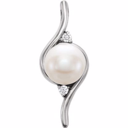 86272:6000:P 14kt White Freshwater Cultured Pearl & .03 CTW Diamond Pendant