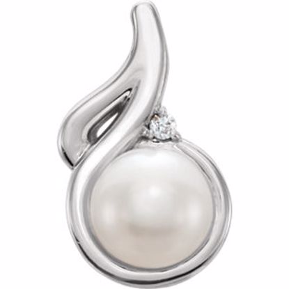 86270:6000:P 14kt White Freshwater Cultured Pearl & .01 CTW Diamond Pendant