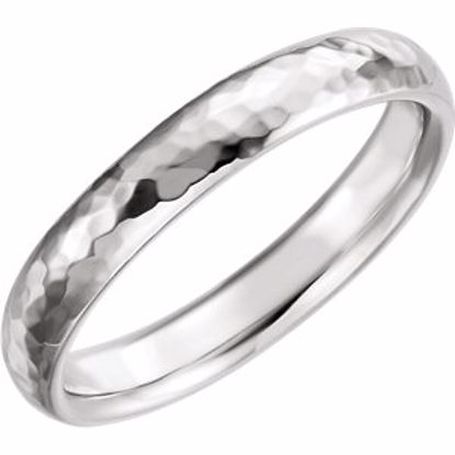 51528:209:P 14kt White 4mm Comfort Fit Hammer Finish Band Size 9