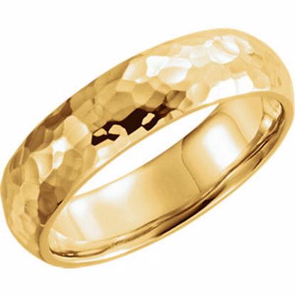 51528:6105:P 14kt Yellow 6mm Comfort Fit Hammer Finish Band Size 10.5