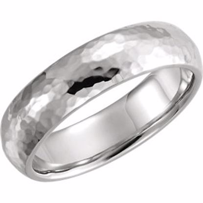 51528:3105:P 14kt White 6mm Comfort Fit Hammer Finish Band Size 10.5