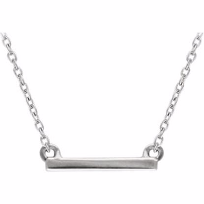 651950:60001:P 14kt White Petite Bar 16-18" Necklace