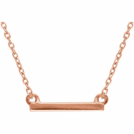 651950:60002:P 14kt Rose Petite Bar 16-18" Necklace