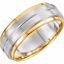 51343:2013:P 14kt White & Yellow 7mm Grooved Flat Edge Band Size 13