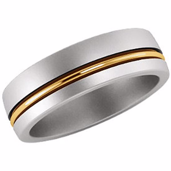 51342:2044:P Platinum & 18kt Yellow 6mm Grooved Band Size 9