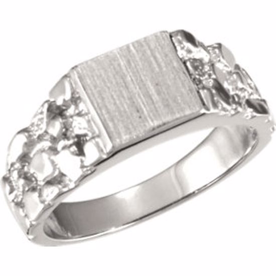 9245:1000:P Sterling Silver 9mm Men's Nugget Signet Ring