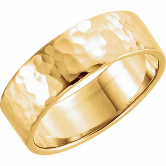 51530:605:P 14kt Yellow 6mm Flat Band with Hammer Finish Size 5