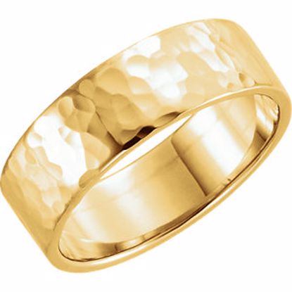 51530:606:P 14kt Yellow 6mm Flat Band with Hammer Finish Size 6