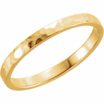 51530:4105:P 14kt Yellow 2mm Flat Band with Hammer Finish Size 10.5
