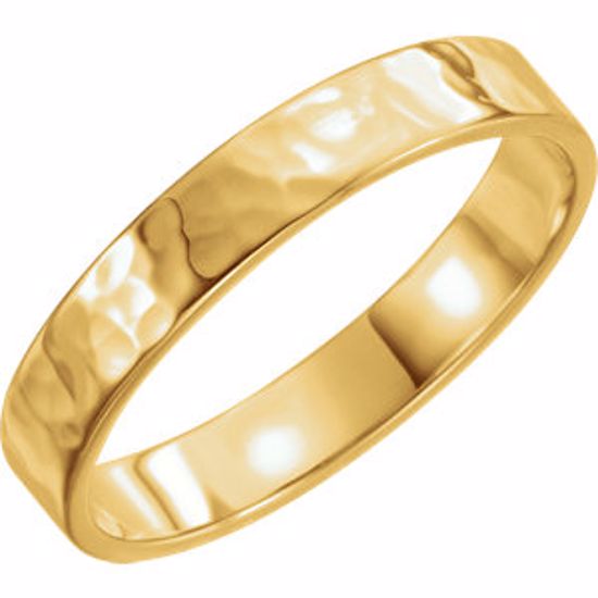 51530:506:P 14kt Yellow 4mm Flat Band with Hammer Finish Size 6