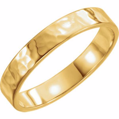 51530:5065:P 14kt Yellow 4mm Flat Band with Hammer Finish Size 6.5