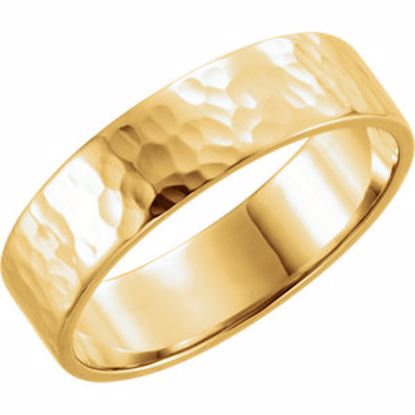 51530:6095:P 14kt Yellow 6mm Flat Band with Hammer Finish Size 9.5