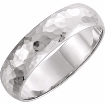 51529:108:P 14kt White 2mm Half Round Hammer Finish Band Size 8