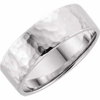 51530:306:P 14kt White 6mm Flat Band with Hammer Finish Size 6