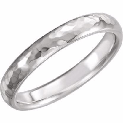 51529:2105:P 14kt White 4mm Half Round Hammer Finish Band Size 10.5