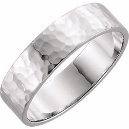 51530:3115:P 14kt White 6mm Flat Band with Hammer Finish Size 11.5