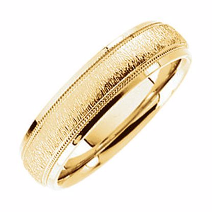 5639:101:P 10kt Yellow Comfort Fit 6mm Milgrain Band with Florentine Finish Size 10.5