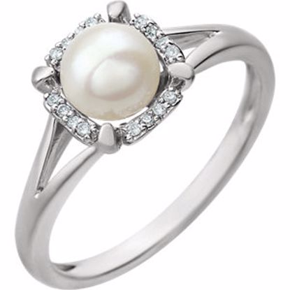 651952:60006:P 14kt White Freshwater Cultured Pearl & .05 CTW Diamond Ring