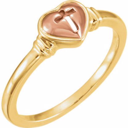 R43059:60000:P 10kt Yellow & Rose Heart & Cross Ring