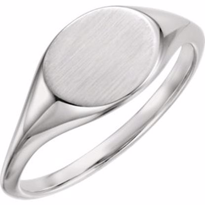 51551:101:P 14kt White Oval Signet Ring