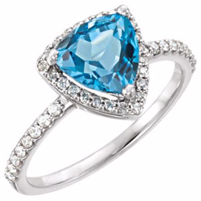 71802:6000:P 14kt White Swiss Blue Topaz & 1/4 CTW Diamond Ring 