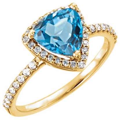 71802:6001:P 14kt Yellow Swiss Blue Topaz & 1/4 CTW Diamond Ring 