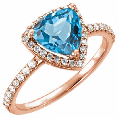 71802:6002:P 14kt Rose Swiss Blue Topaz & 1/4 CTW Diamond Ring 