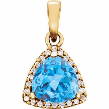 86281:6001:P 14kt Yellow Swiss Blue Topaz & 1/8 CTW Diamond Pendant 