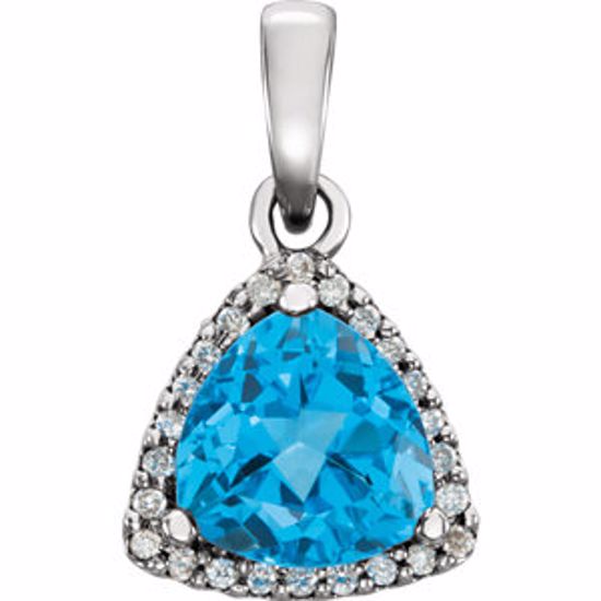 86281:6003:P Platinum Swiss Blue Topaz & 1/8 CTW Diamond Pendant 