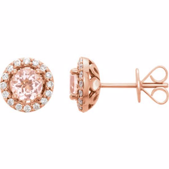 651986:60000:P 14kt Rose Morganite & 1/5 CTW Diamond Earrings 