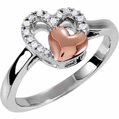 650079:60000:P Sterling Silver & 10kt Rose 1/10 CTW Diamond Heart Ring Size 5