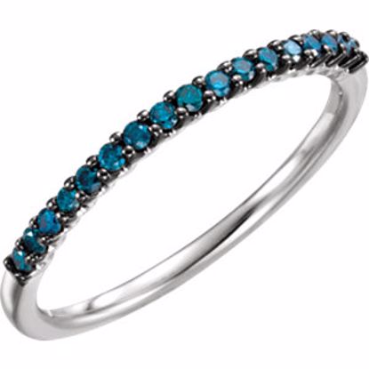 651988:60002:P 14kt White 1/6 CTW Blue Diamond Stackable Ring