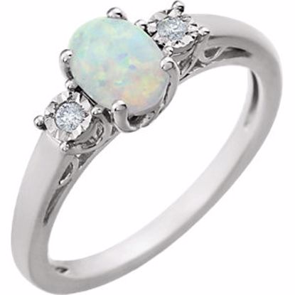 651544:112:P 14kt White Created Opal & .04 CTW Diamond Ring