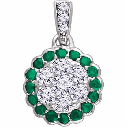 652015:60001:P 14kt White Emerald & 1/3 CTW Diamond Pendant