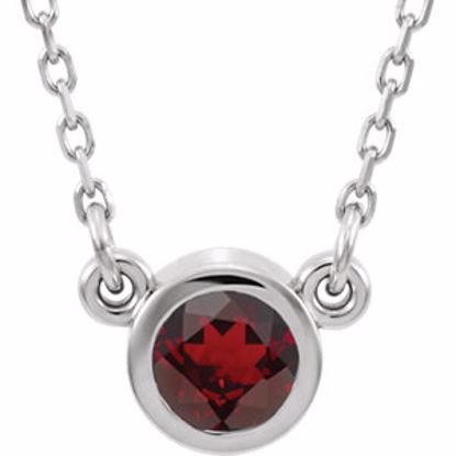 61134:60039:P Sterling Silver Imitation Garnet 16" Necklace