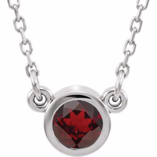 61134:60039:P Sterling Silver Imitation Garnet 16" Necklace